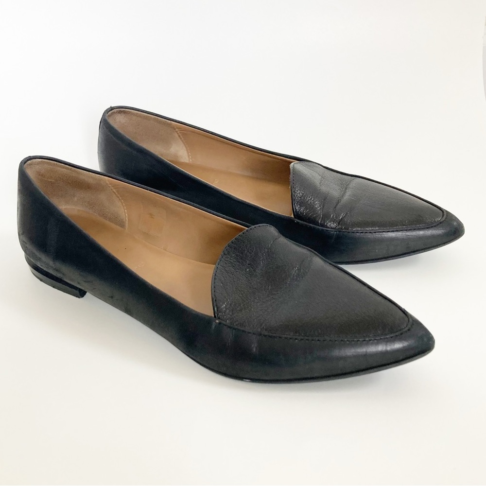 Everlane The Modern Point Flats Leather Loafers Pointy Toe Black 11